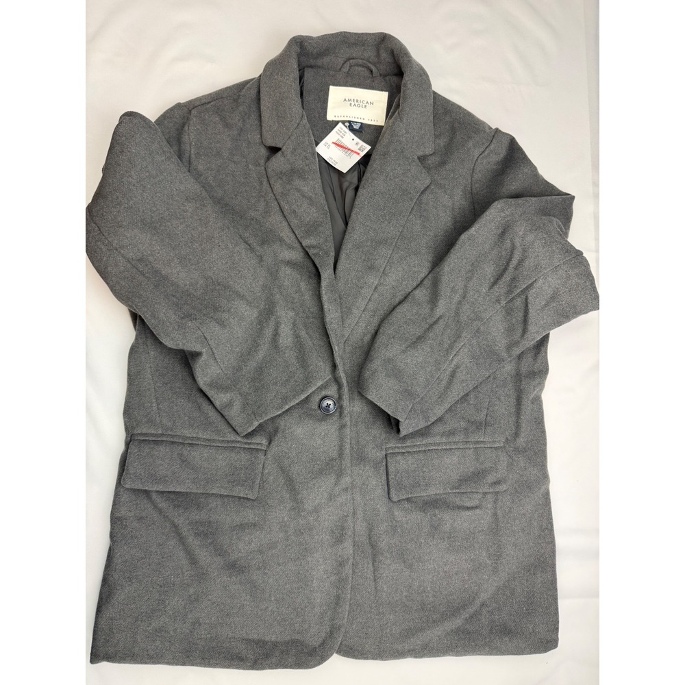 American Eagle Gray Wool Blend Single Button Blazer Coat XL NWT 3428-008